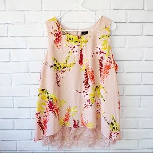 Worthington Pink Floral TankTop with Lace